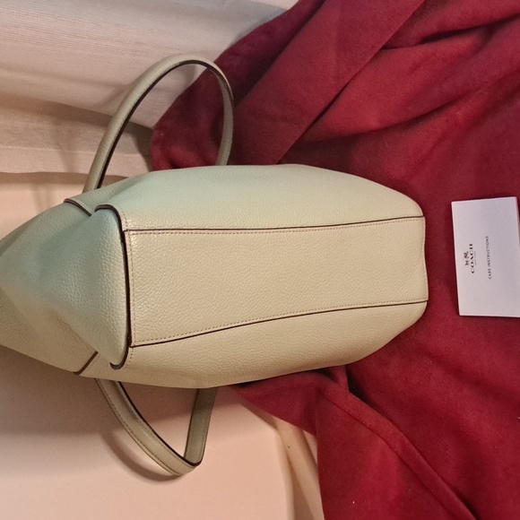 🥰Coach Prairie Soft Seafoam Green Pebble Leather Satchel/Crossbody Like New - Picture 8 of 11